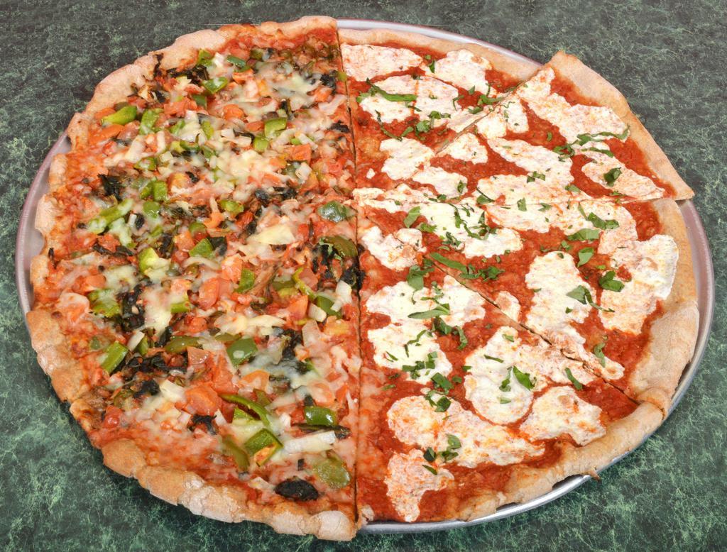 Margherita Pizza · Thin crust with tomato sauce, a touch of garlic, fresh mozzarella, fresh basil.