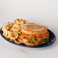 Buffalo Chicken Sandwich · Chicken lightly battered and fried to a golden brown, then dipped in your choice of wing sau...