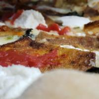 Eggplant Pizza · Plum tomato, ricotta and basil.

Served as is, no modifiers.