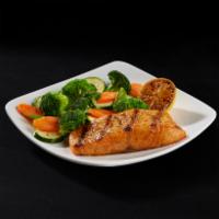 Fresh Grilled Atlantic Salmon · A delicious 8 oz. broiled salmon fillet. Served with choice of any side.