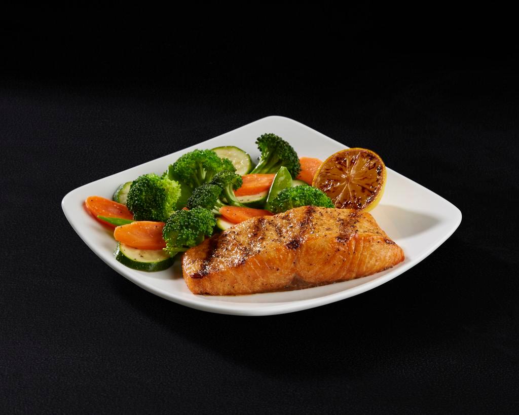 Fresh Broiled Salmon · (532 cals.) A delicious 8 oz. broiled salmon filet.