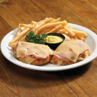 Malibu Chicken Platter · Two (2) deep fried chicken patties with ham and melted Swiss, served with Malibu sauce. Serv...