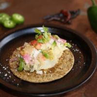 Papas y Rajas Taco · Potato, poblano pepper, pickled red onion, pico de gallo, salsa verde, avocado lime salsa, c...