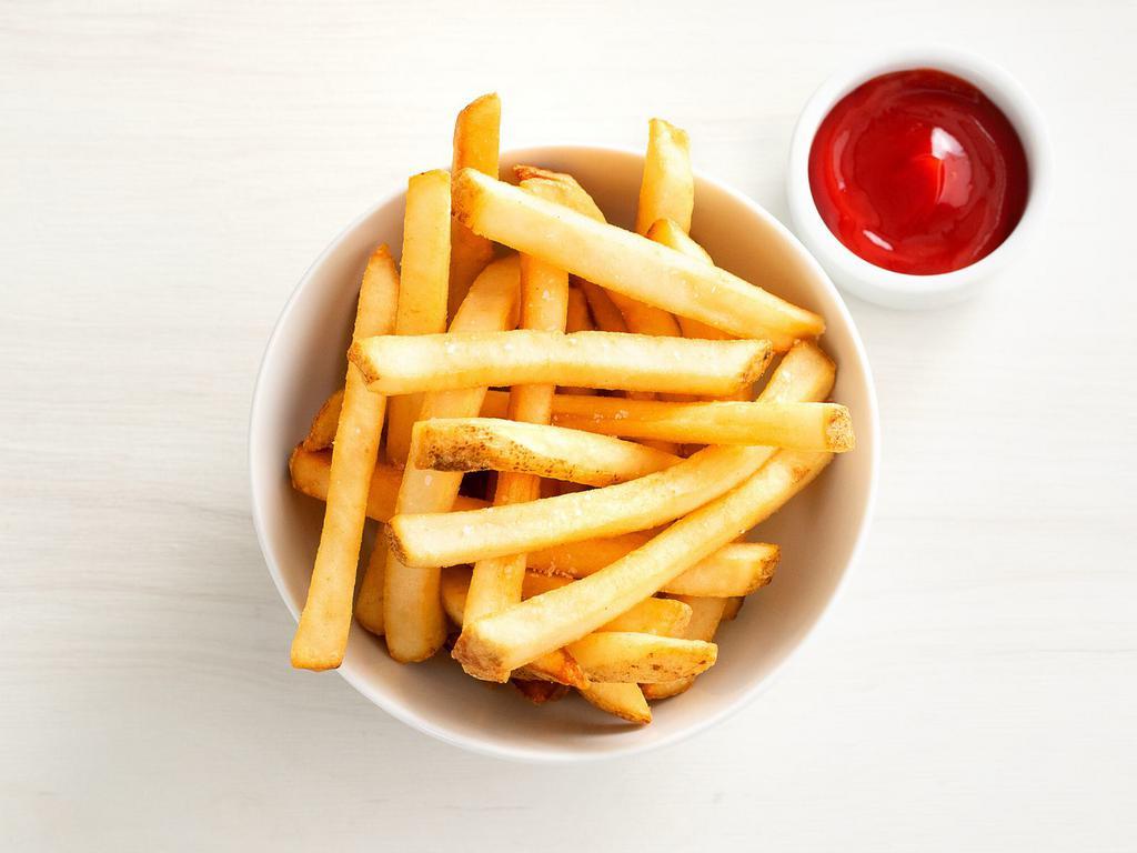 fries · serves 2 | choice of regular crispy fries or sweet potato fries. served with your choice of ketchup or chipotle aioli dipping sauce. gluten-friendly. 
