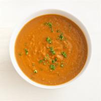 bowl of lentil soup  · serves 1 | topped with fresh parsley. gluten-friendly. 