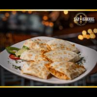 MINI CHICKEN QUESADILLAS · PULLED CHICKEN, CHEDDAR CHEESE, CHIPOLTE MAYO