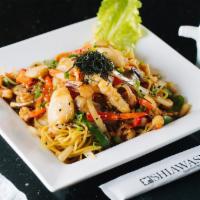 Seafoods Yakisoba · Scallop, shrimp, crawfish, calamari, vegetables and yakisoba noodle, sauteed with house yaki...