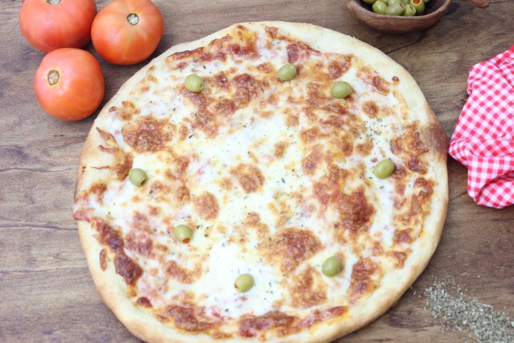 Cheese Pizza · Mozzarella, oregano and olives.