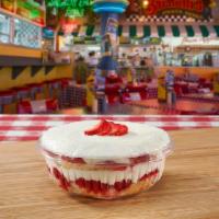 Strawberry Shortcake · Made with real strawberries and homemade whipped cream.