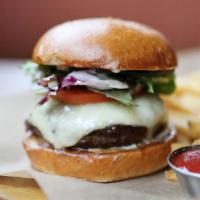 Bison Burger · All-natural Durham ranch grass-raised Wyoming bison, Havarti, caramelized onion + bacon jam,...