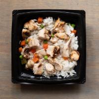 Chicken Dog Bowl · Grilled chicken breast, brown rice and veggies.
