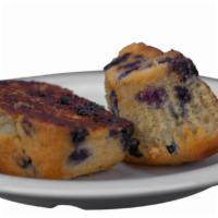 1 Blueberry Muffin · A large muffin filled with blueberries, sliced in half and grilled to a golden-brown perfect...