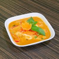 66. Panang Curry · Served with a choice of meat, carrot and bell pepper in a panang curry sauce. Spicy.