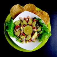 Ceviche Dinne · Prawns in lime juice, onions, tomatoes, jalapenos, cilantro, garlic, salt and black pepper. ...