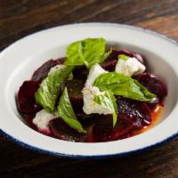 Barbabietola · roasted red beets, goat cheese, basil, red wine vinaigrette