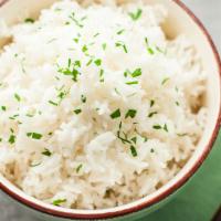 White Basmati Rice · Steamed white basmati rice.
