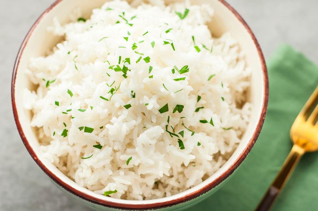 White Basmati Rice · Steamed white basmati rice.