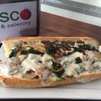 Italian Cheese Steak Sandwich · Sliced rib eye steak with sauteed onions, peppers and mushrooms topped with melted provolone...