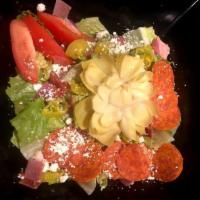 Antipasto Salad · Romaine, Prosciutto, Capicola, Pepperoni, Artichoke, Feta, Tomato, Red Onion, Pepperocini, I...