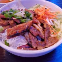 50 Choice of Charbroiled Meat over Vermicelli · Bun thit nuong.