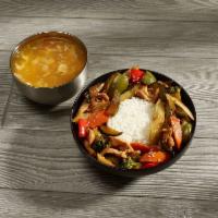 Chicken Teriyaki · Served with steamed rice.
