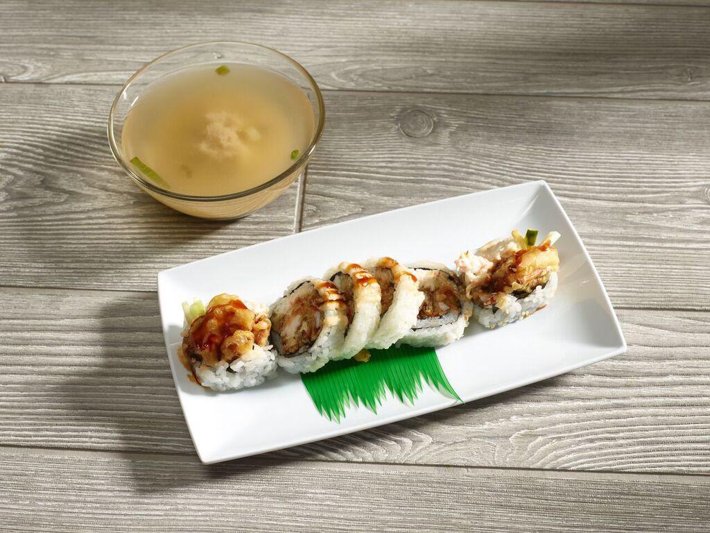 Spider Roll · Fried soft shell crab with avocado, cucumber and crabmeat.