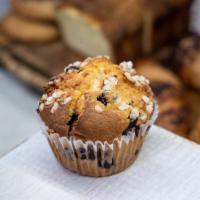 Blueberry Muffin · Homemade muffin with blueberries.