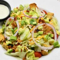 Joe's Garden Salad · Lettuce, bacon, avocado, red onion, tomato, cheese, house made croutons, with choice of dres...
