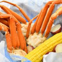 Snow Crab · Super sweet, flaky meat. Served with Corn and potatoes. This item can be prepared gluten free.