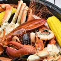Cajun Steampot For Two · Snow Crab, cold water lobster claws, shrimp, mussels, smoked sausage, Ragin' Cajun. This ite...