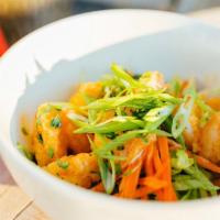 Firework Shrimp · Corn starch fried shrimp, iceberg, carrots, green onion, cilantro and sweet Thai chili aioli...
