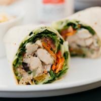 Unleavened Wrap · Chicken salad, lettuce, carrots, sprouts, tomatoes and ranch.