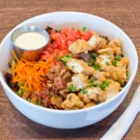 Weekender Salad · Buttermilk fried chicken, bacon, lettuce, tomatoes, carrots, green onion and ranch.