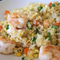94. Shrimp Fried Rice · Shrimp, peas, carrots and egg fried rice.