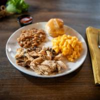 Small BBQ Plate Dinner · Choice of 1/4 lb pork BBQ, smoked chicken, or beef brisket. Served with 2 sides, BBQ sauce, ...