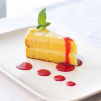 Lemoncello Cake · Light and creamy lemon cake, perfect balanced by sweet and sour flavor, with strawberry syrup.