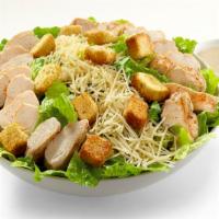Chicken Caesar Salad (Family (Serves 4-6)) · The Classic Caesar of romaine lettuce, parmesan and croutons topped with tender chicken stri...