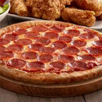 Pepperoni Pizza · 12 inch. Our classic cheese pizza topped with a generous helping of pepperoni.