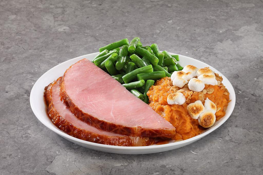 Holiday Sliced Ham Meal · Includes sliced Holiday Spiced ham, two sides, yeast rolls, and cookies.