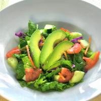 Garden Salad · Romaine, mixed greens, cucumber, tomato, carrot, radish, avocado and balsamic vinaigrette dr...