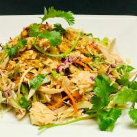 S1. Goi Ga · Chicken salad. Shredded chicken, diced cabbage, pickled carrots and radish, fried shallots a...