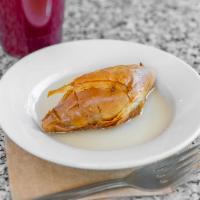 Baklava- Almond Walnut Made Fresh Daily · Almonds, Walnuts, Homemade Orange Clove Syrup. Baklava Made Fresh In House Daily-
1 Triangle...
