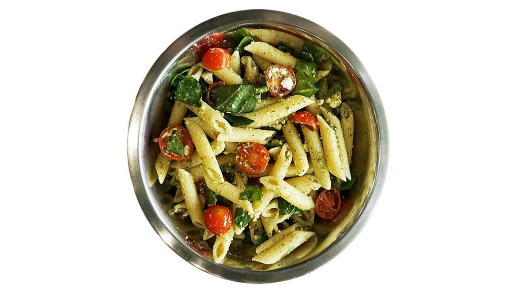 Pasta Salata Verde  · Penne pasta, basil pesto, spinach, feta and cherry tomatoes.