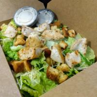 Chicken Caesar Salad · Grilled chopped chicken breast, shredded Parmesan cheese with our house-made Caesar dressing...