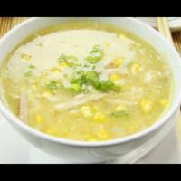 24a. Chicken Corn Soup · With crispy noodle.