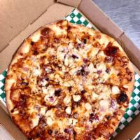 BBQ Chicken Pizza · Sweet BBQ sauce pizza with chicken and red onion.