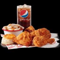 4 pc. Chicken Combo · A Breast, Thigh, drum, & wing available in Original Recipe or Extra Crispy, 1 side of your c...