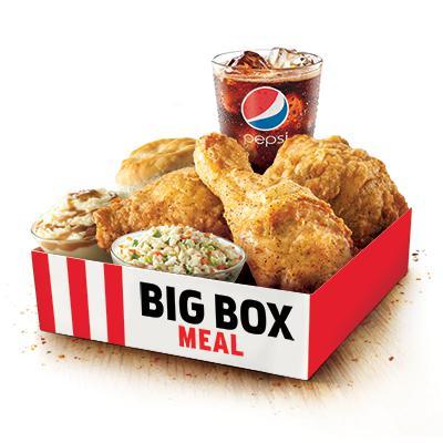 3 pc. Chicken Box · 3 pieces of chicken available in Original Recipe, Extra Crispy, or Kentucky Grilled 2 sides of your choice, a biscuit, and a medium drink
