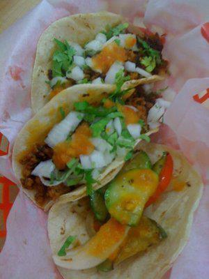 Res Taco · Beef. Order of 3 tacos with onion and cilantro on the top.