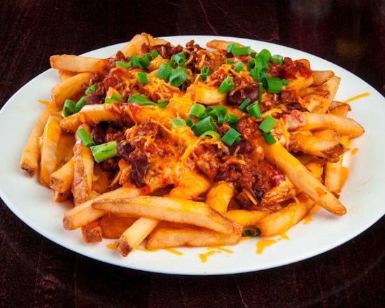 Chili & Cheese Fries · Homemade chili and shredded cheddar.